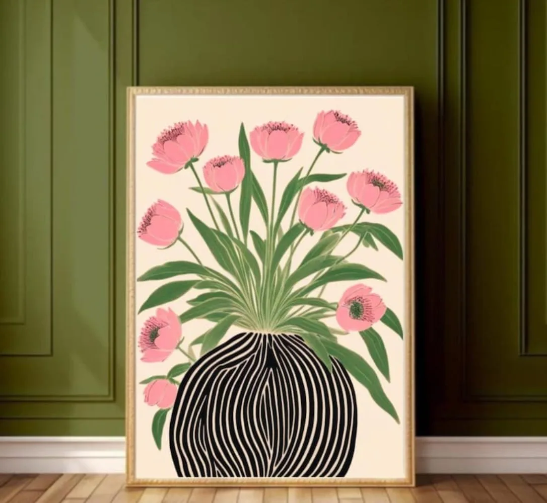 Florist Supply Vases - フレームレスの花のポスター、マティスのウォールアート、パステルプリント、花瓶の花の絵、カラー絵画、ホームルームの装飾用、Gi