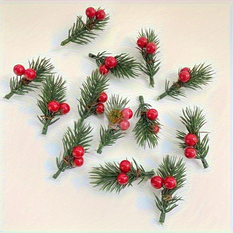 リアルな赤いベリーが付いた人工クリスマスパインブランチ20本 - Supply Florist のレビューと価格