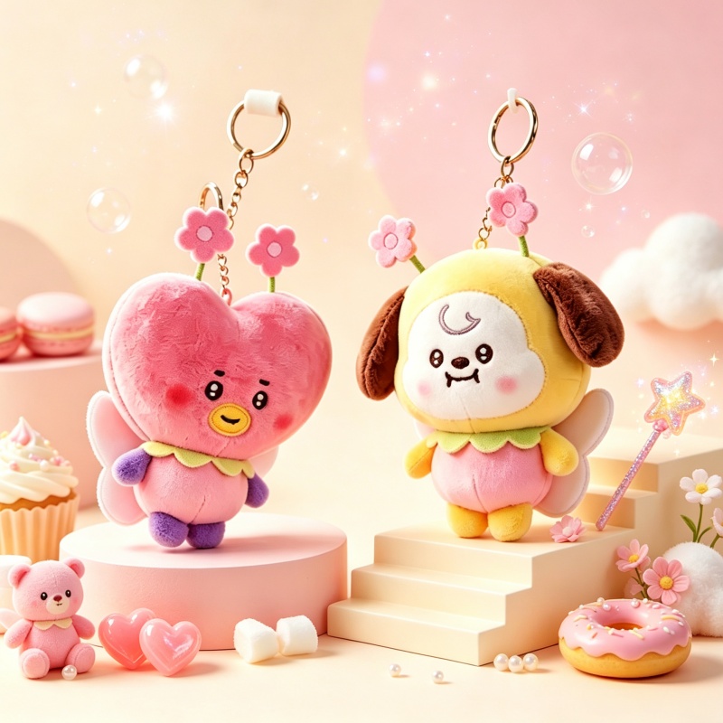 BT21 桜の花シリーズ ぬいぐるみキーホルダー かわいい  - Supply Florist のレビューと価格